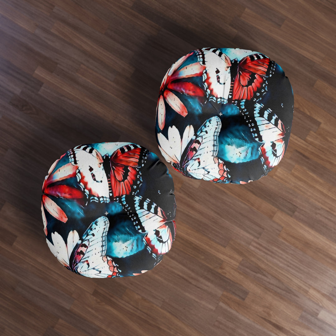 Maybe we are all like Butterflies style 2 Tufted Floor Pillow, Round