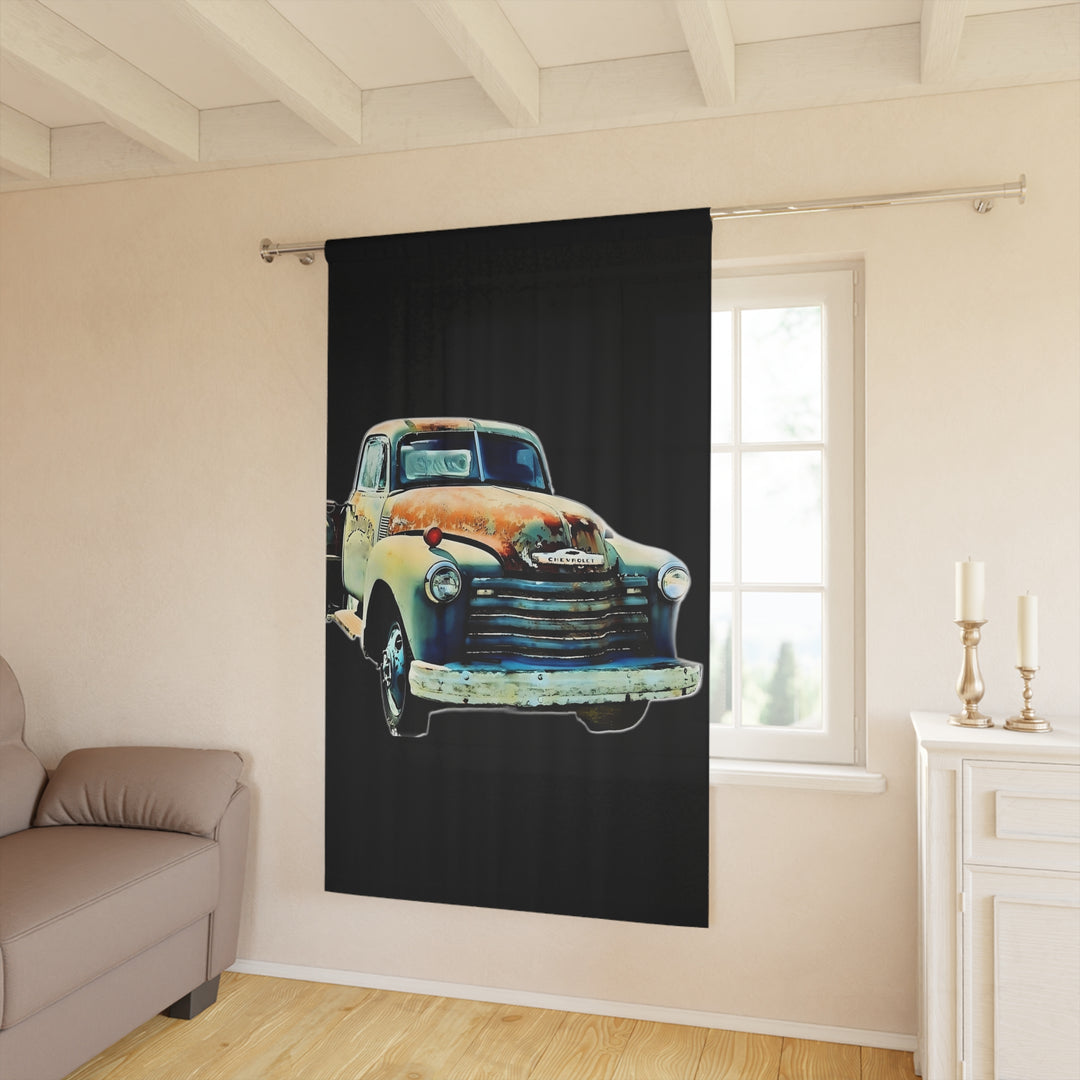 1953 Antique Truck , Black colored Blackout Window Curtains (1 Piece)