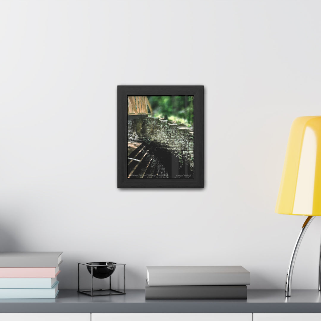 Footbridge Over Cascading Water Framed Posters