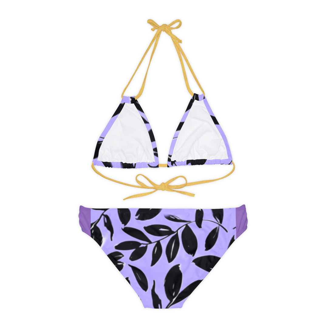 PURPLE and Black tropical Strappy Bikini Set (AOP)