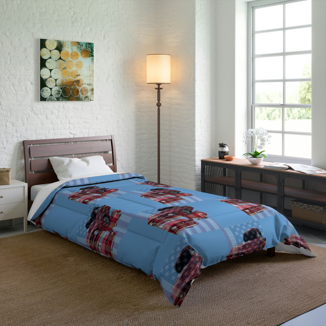 Triple 1956 Red Ford Comforter