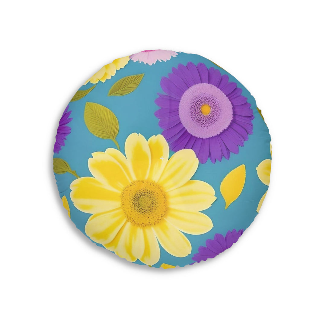 Flower Power Tufted Floor Pillow, Round