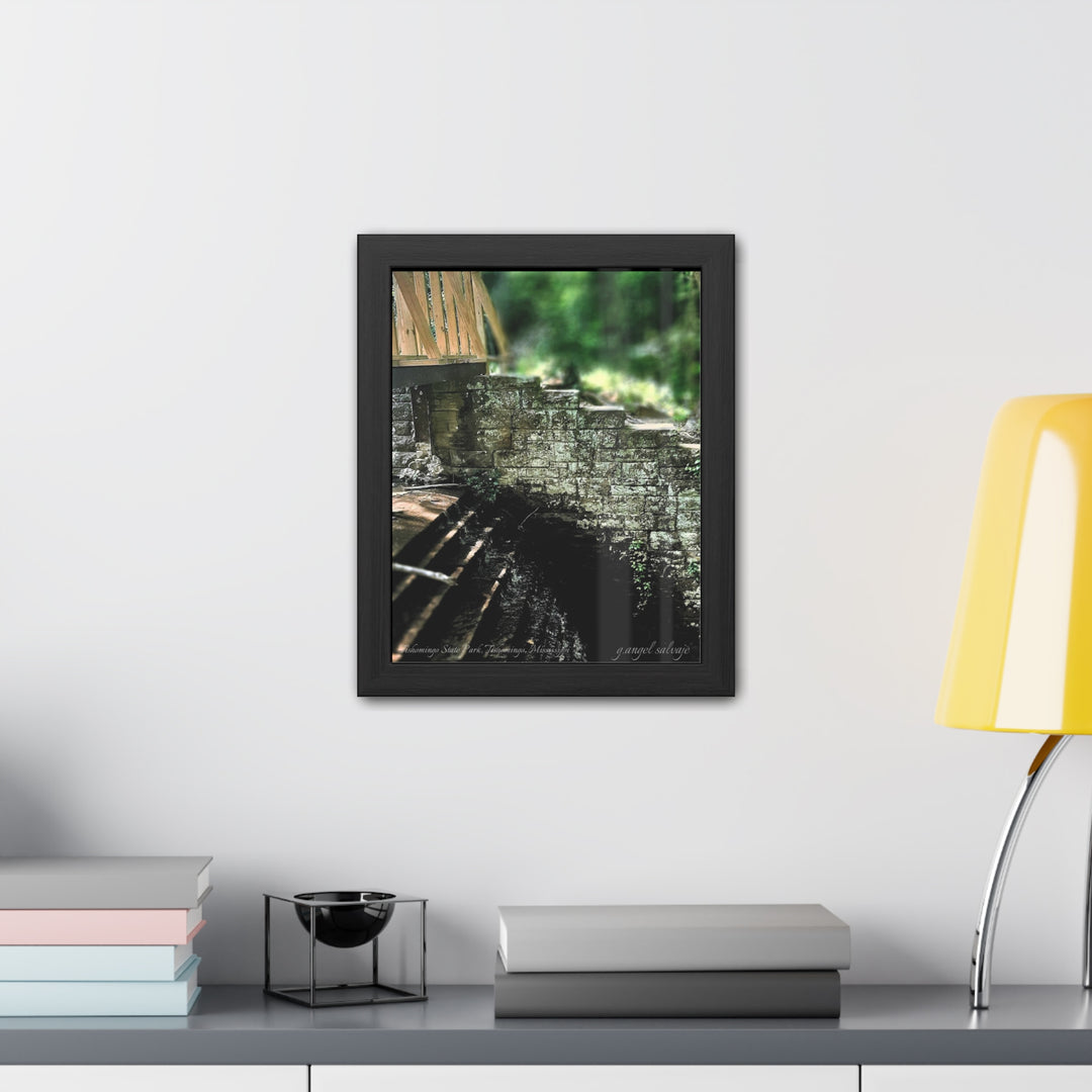 Footbridge Over Cascading Water Framed Posters