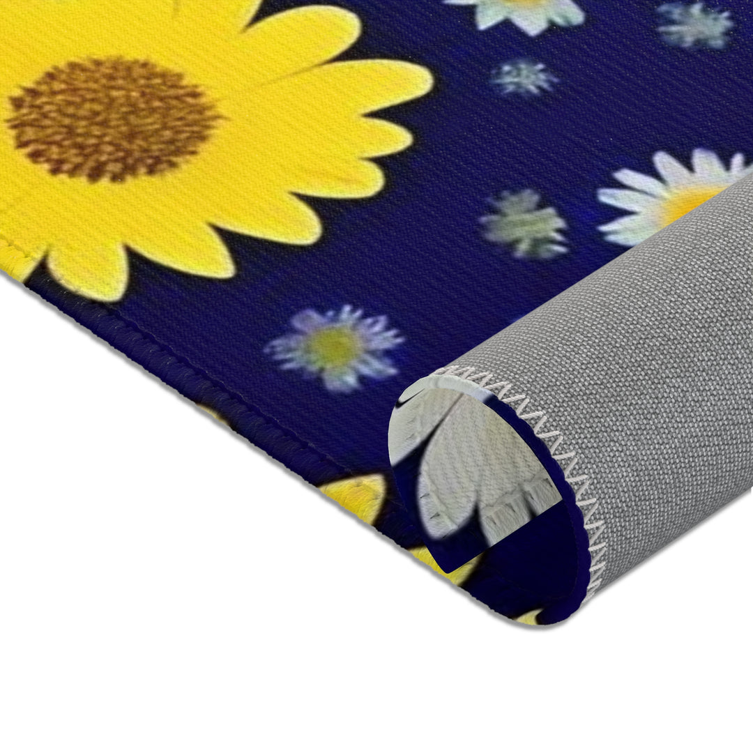 Daisies on Navy Area Rugs