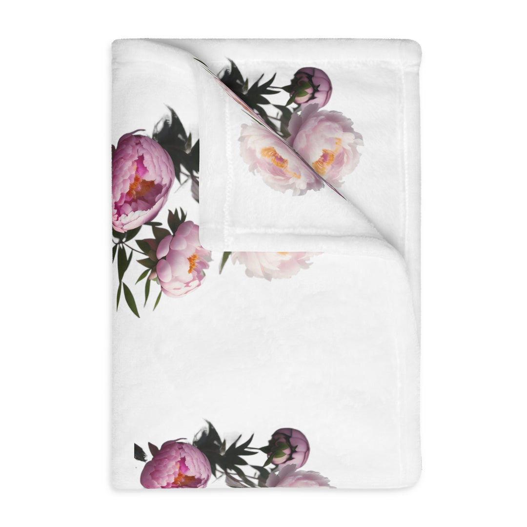 Peony Bouquet Velveteen Minky Blanket (Two-sided print)