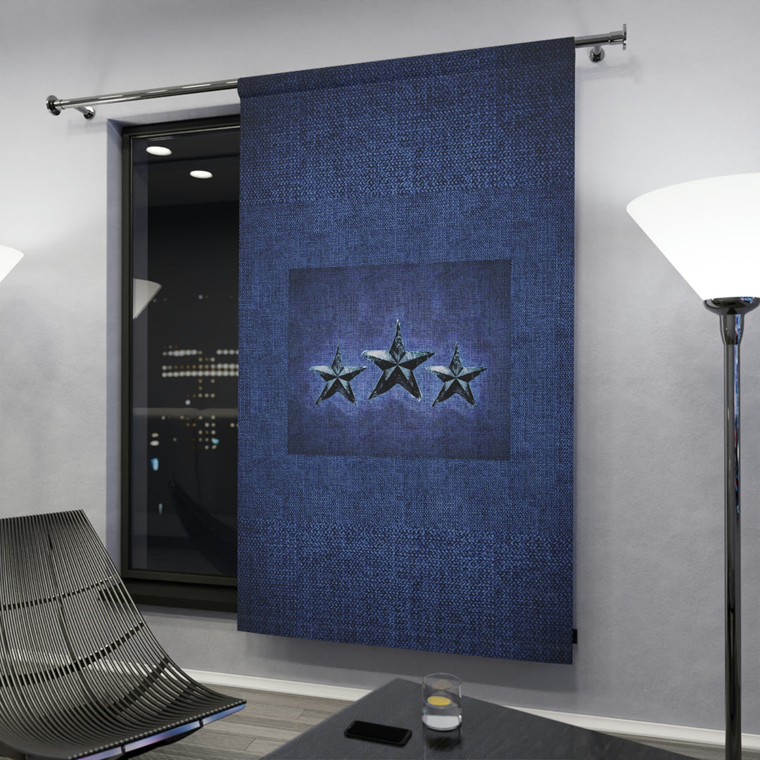 Triple Star in Deep Denim Blue Window Curtains (1 Piece)