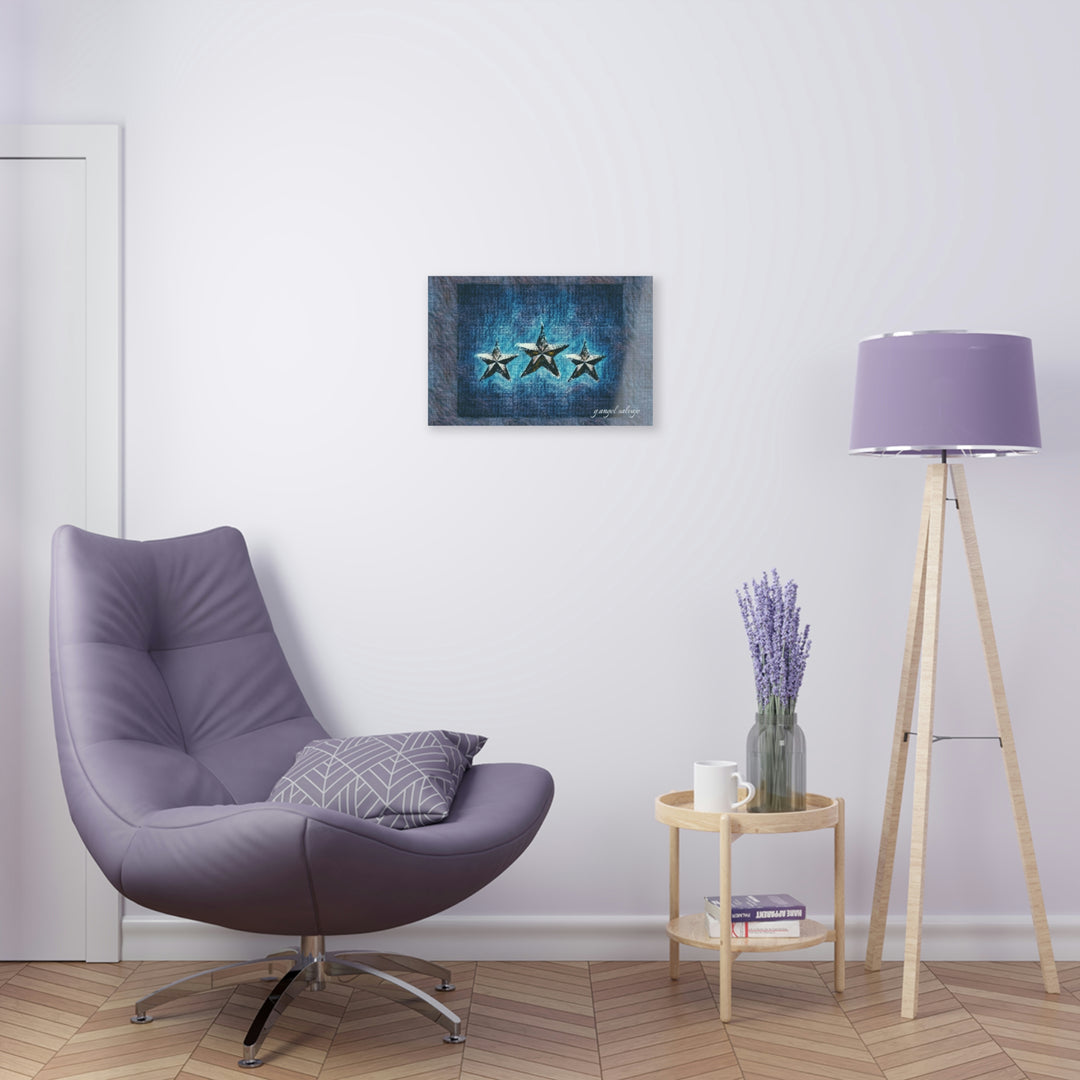 Triple Star in Textured Blues Acrylic Prints