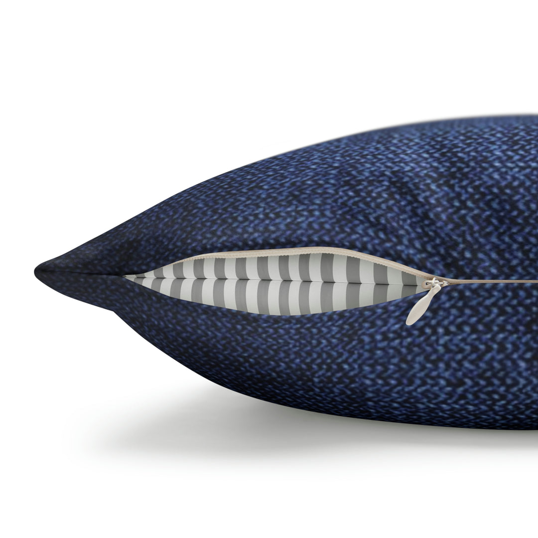 Triple Star in Deep Denim Blue Faux Suede Square Pillow Case