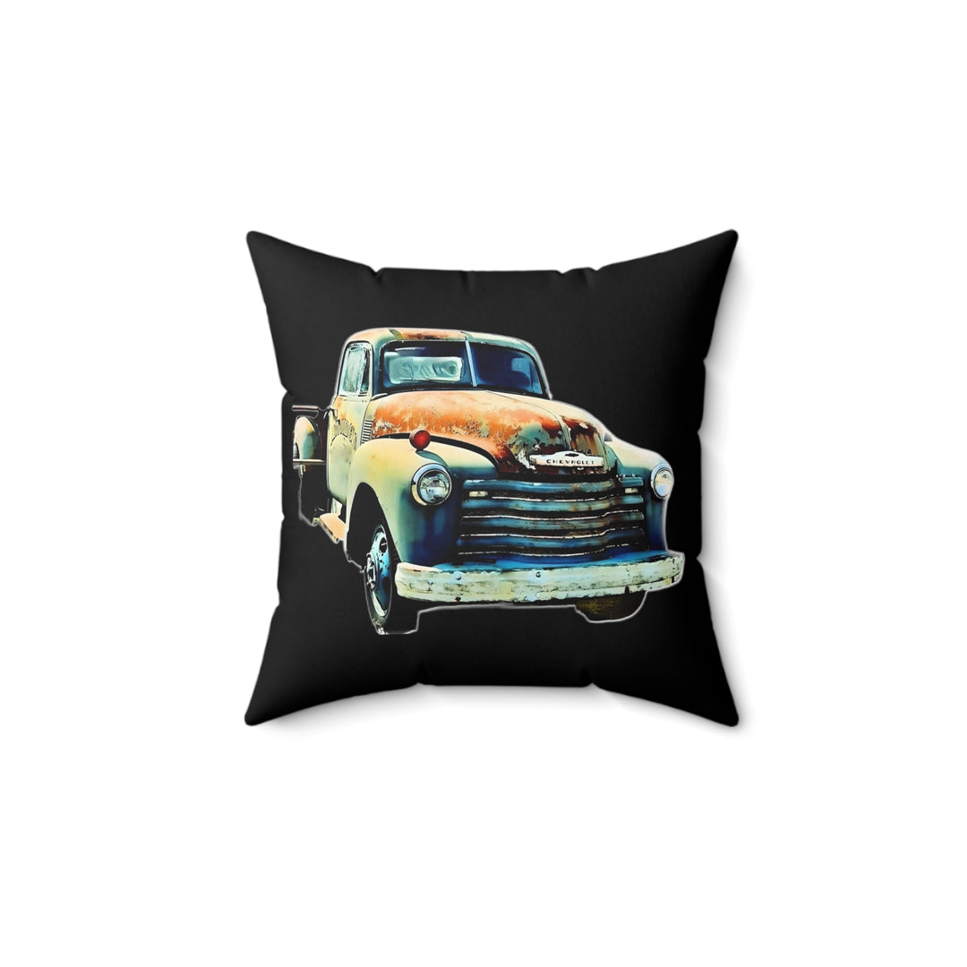 1953 Antique Truck Black Faux Suede Square Pillow
