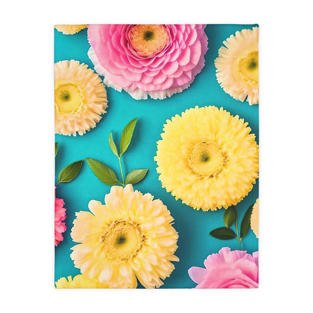 Flower Power style 2 Velveteen Minky Blanket (Two-sided print)