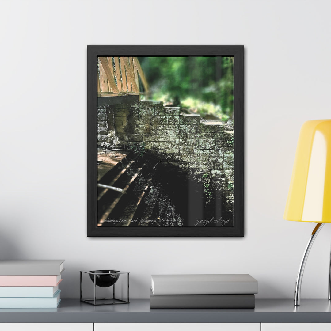 Footbridge Over Cascading Water Framed Posters