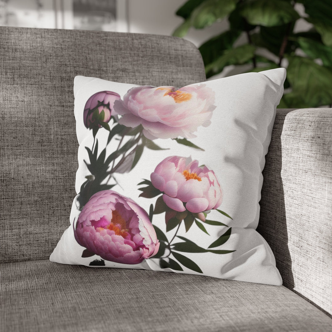 Peony Bouquet Spun Polyester Square Pillow Case