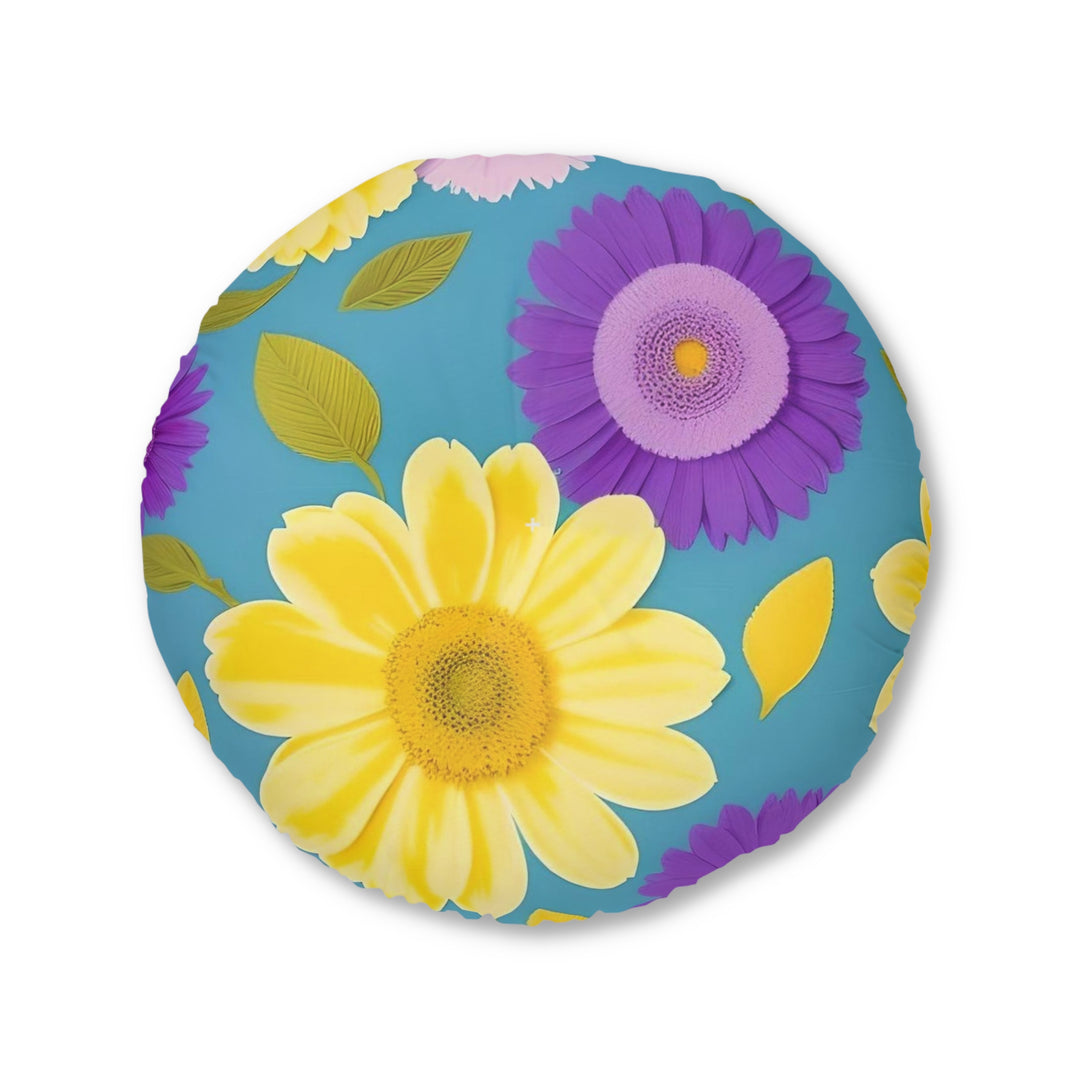 Flower Power Tufted Floor Pillow, Round