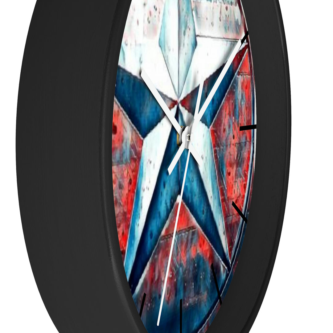 Texas star Red, White & Blue Splash Wall Clock