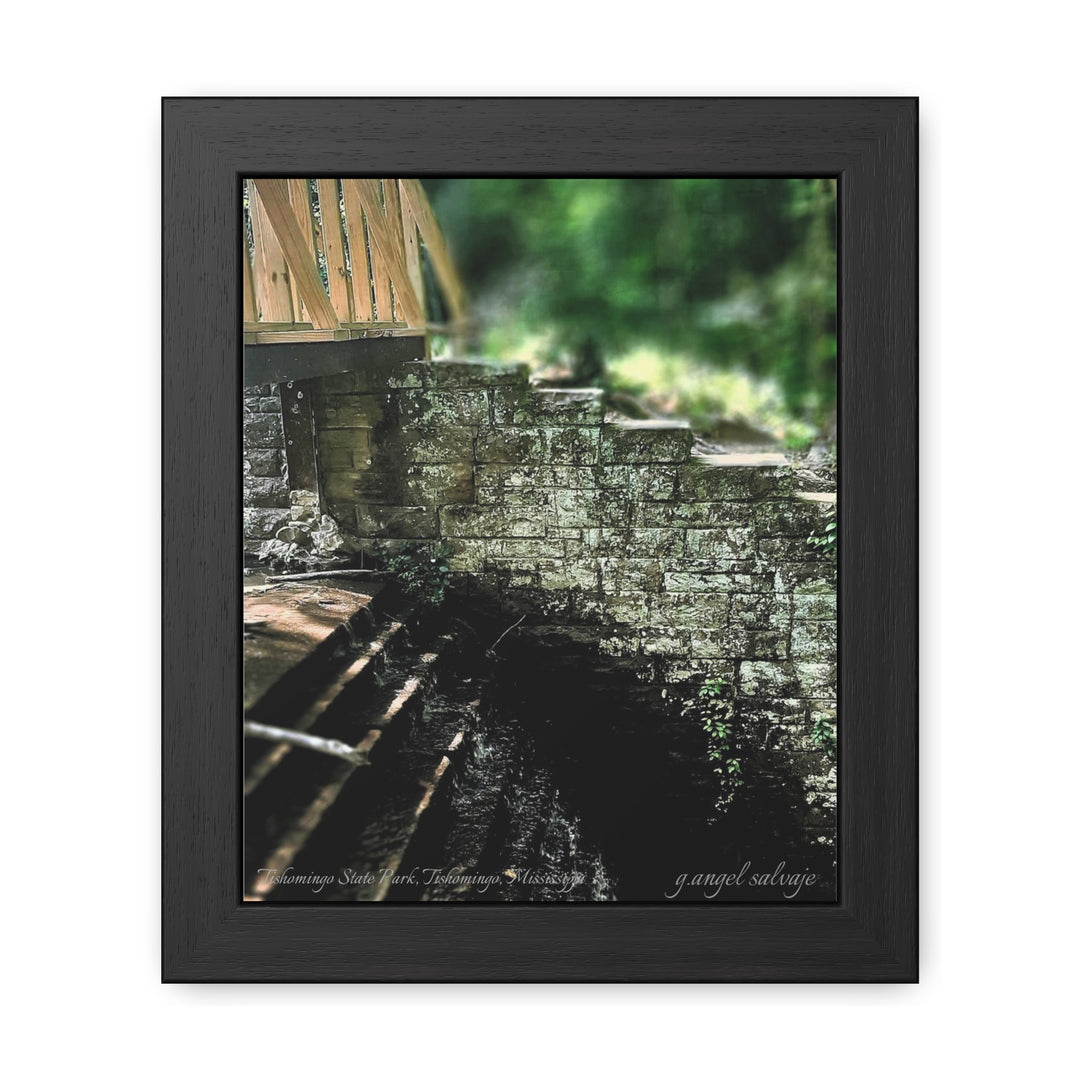Footbridge Over Cascading Water Framed Posters