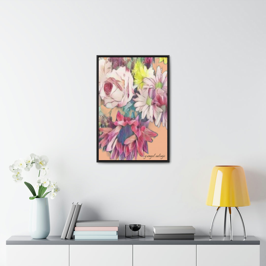 Floral/ coral background Gallery Canvas Wraps, Vertical Frame