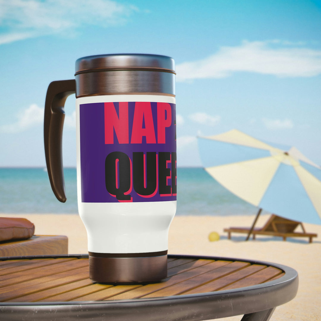 Nap Queen Stainless Steel Travel Mug with Handle, 14oz