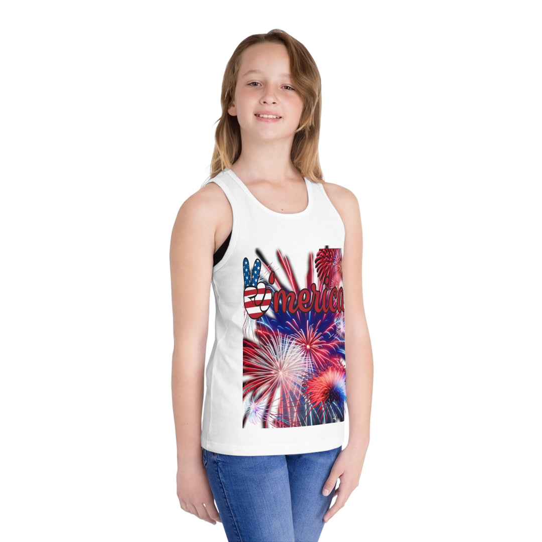 Peace and Fireworks Kid's Jersey Tank Top