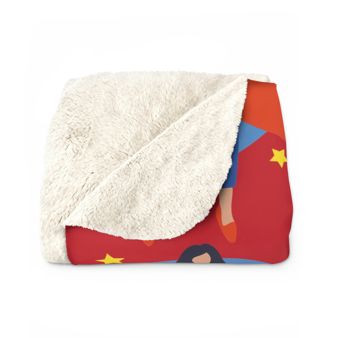 Super Hero Mom on Red Sherpa Fleece Blanket