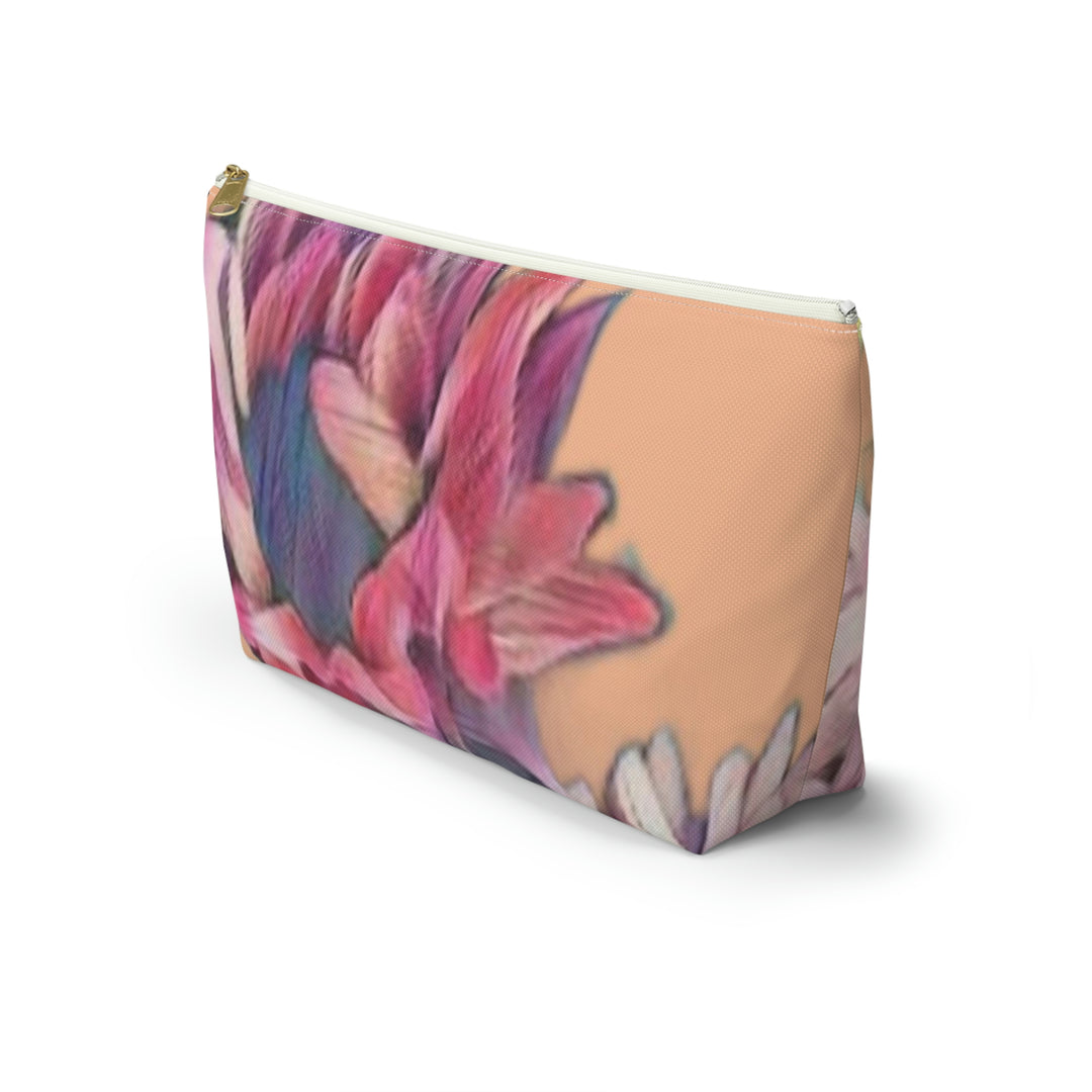 Floral/Coral Background Accessory Pouch w T-bottom