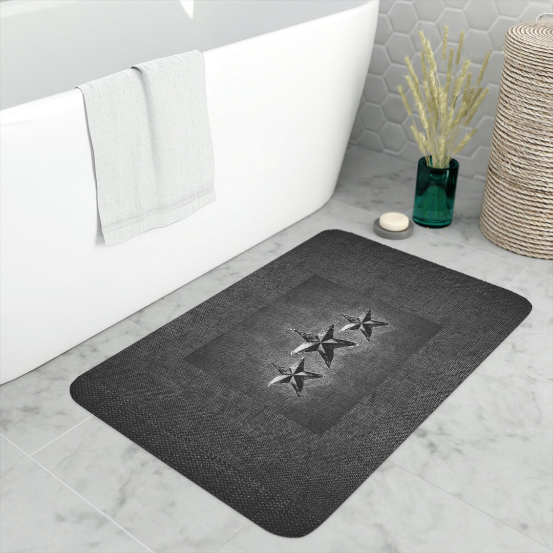 Triple Star in Dark Grey Memory Foam Bath Mat