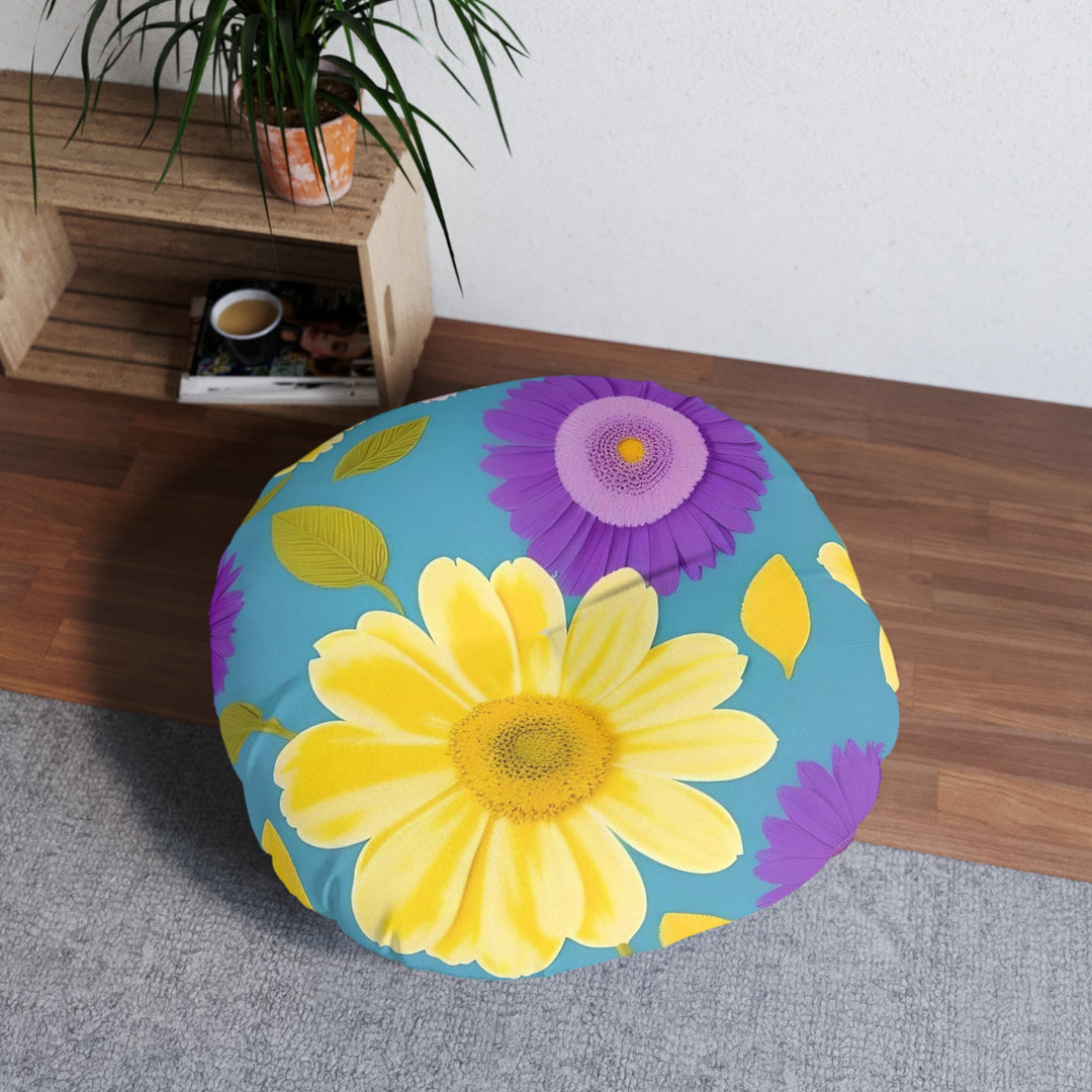 Flower Power Tufted Floor Pillow, Round