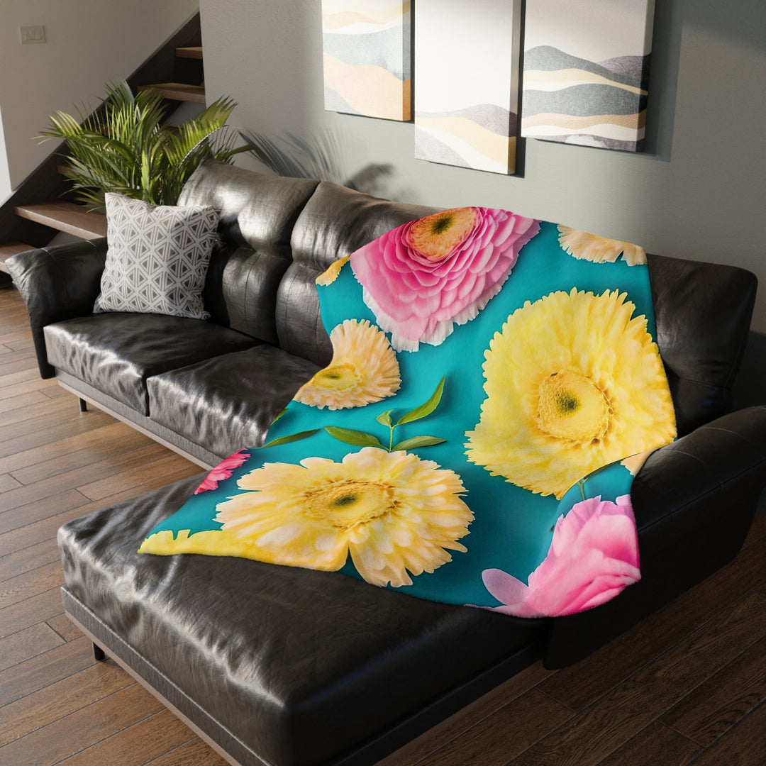 Flower Power style 2 Velveteen Minky Blanket (Two-sided print)