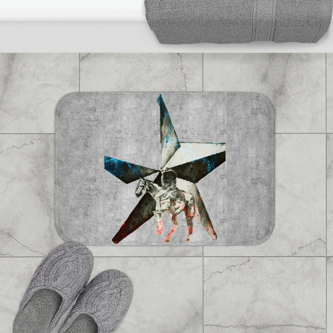 Weeping Cowgirl on Grey Bath Mat