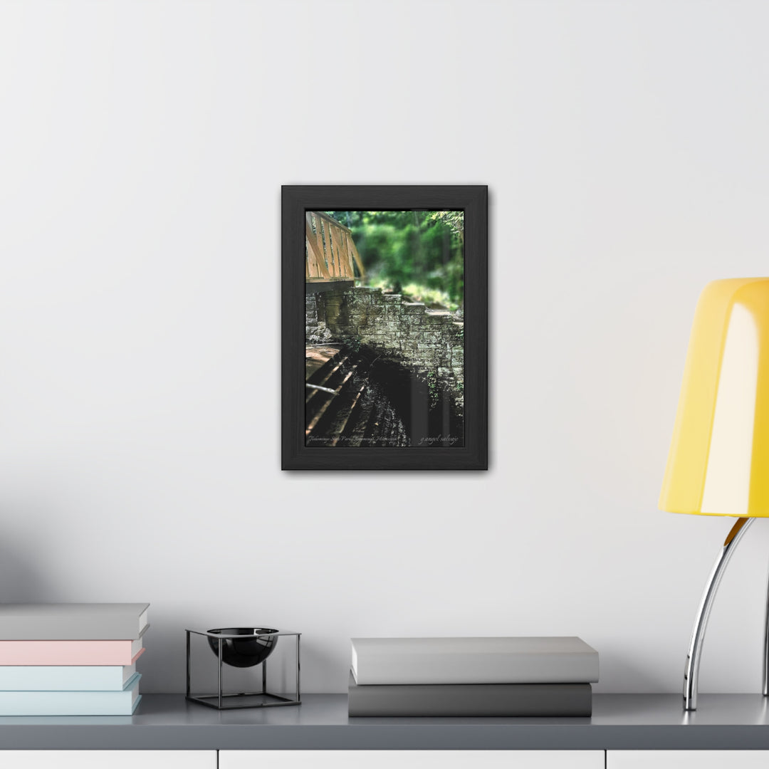 Footbridge Over Cascading Water Framed Posters