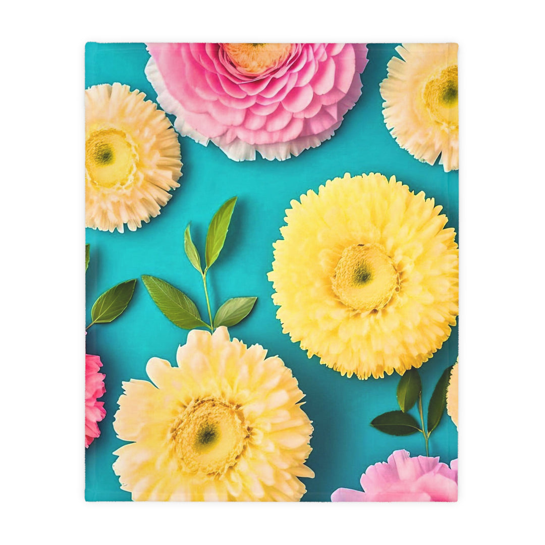 Flower Power style 2 Velveteen Minky Blanket (Two-sided print)