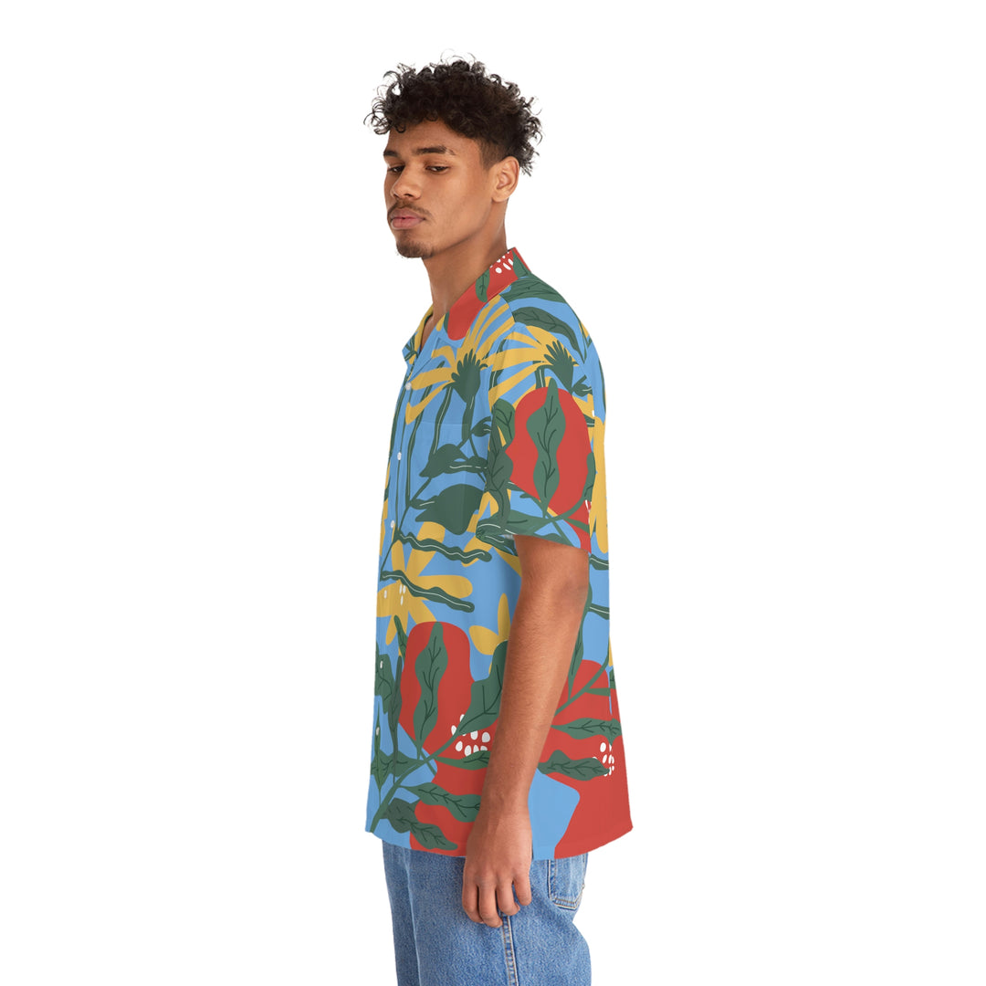 Summer Vibes Light Blue  Men's Hawaiian Shirt (AOP)