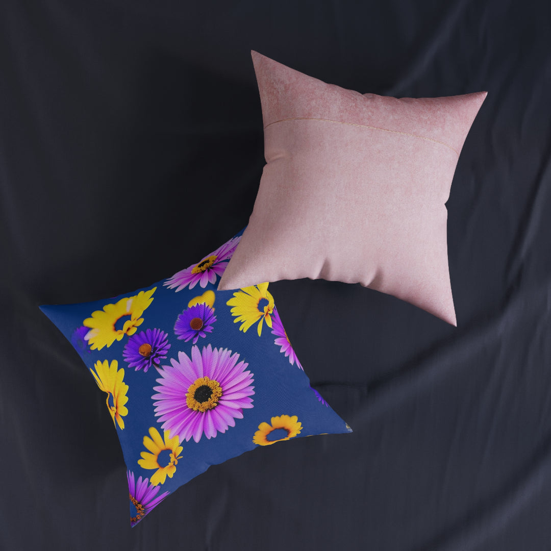Le fleur on DarkBlue/Pink Back, Square Pillow