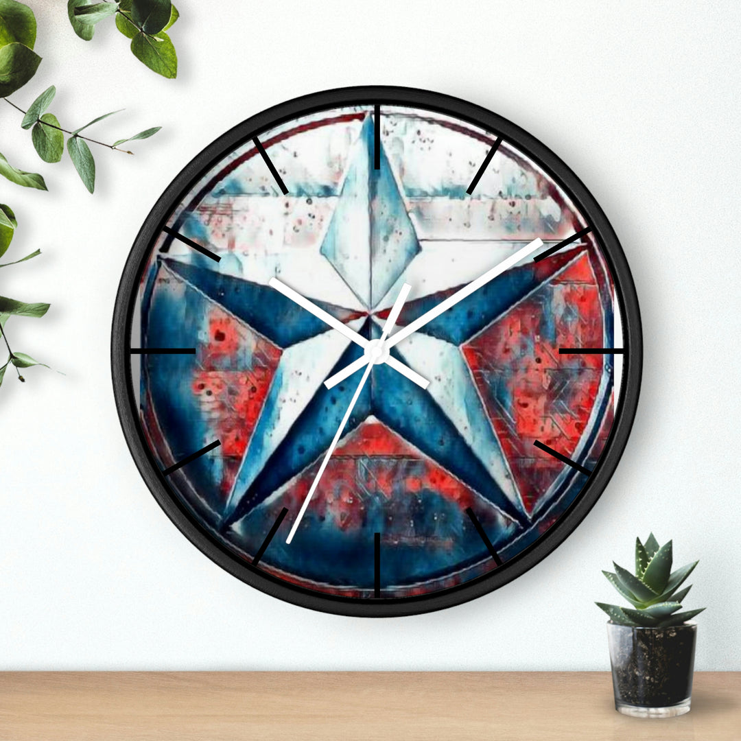 Texas star Red, White & Blue Splash Wall Clock