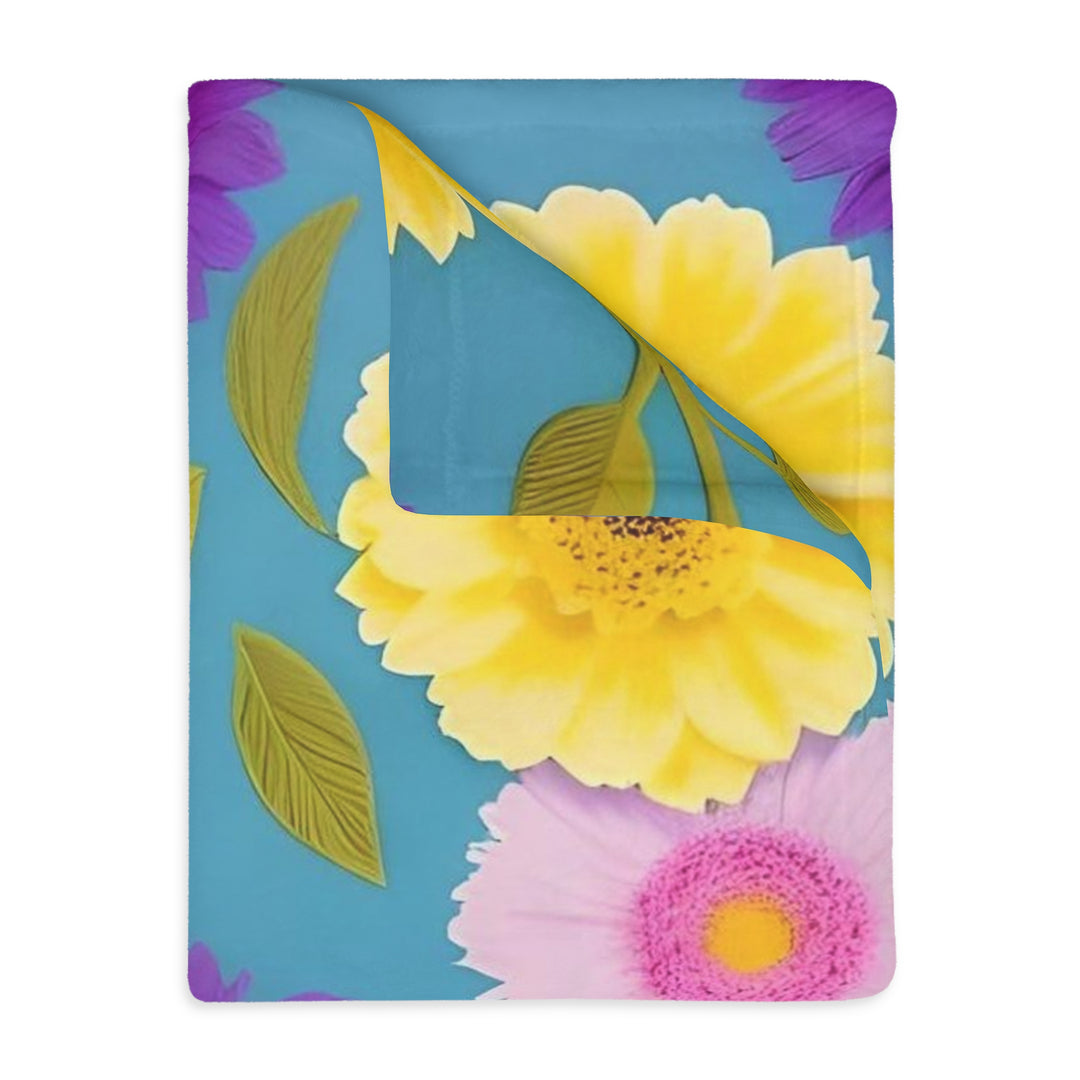 Flower Power Velveteen Minky Blanket (Two-sided print)