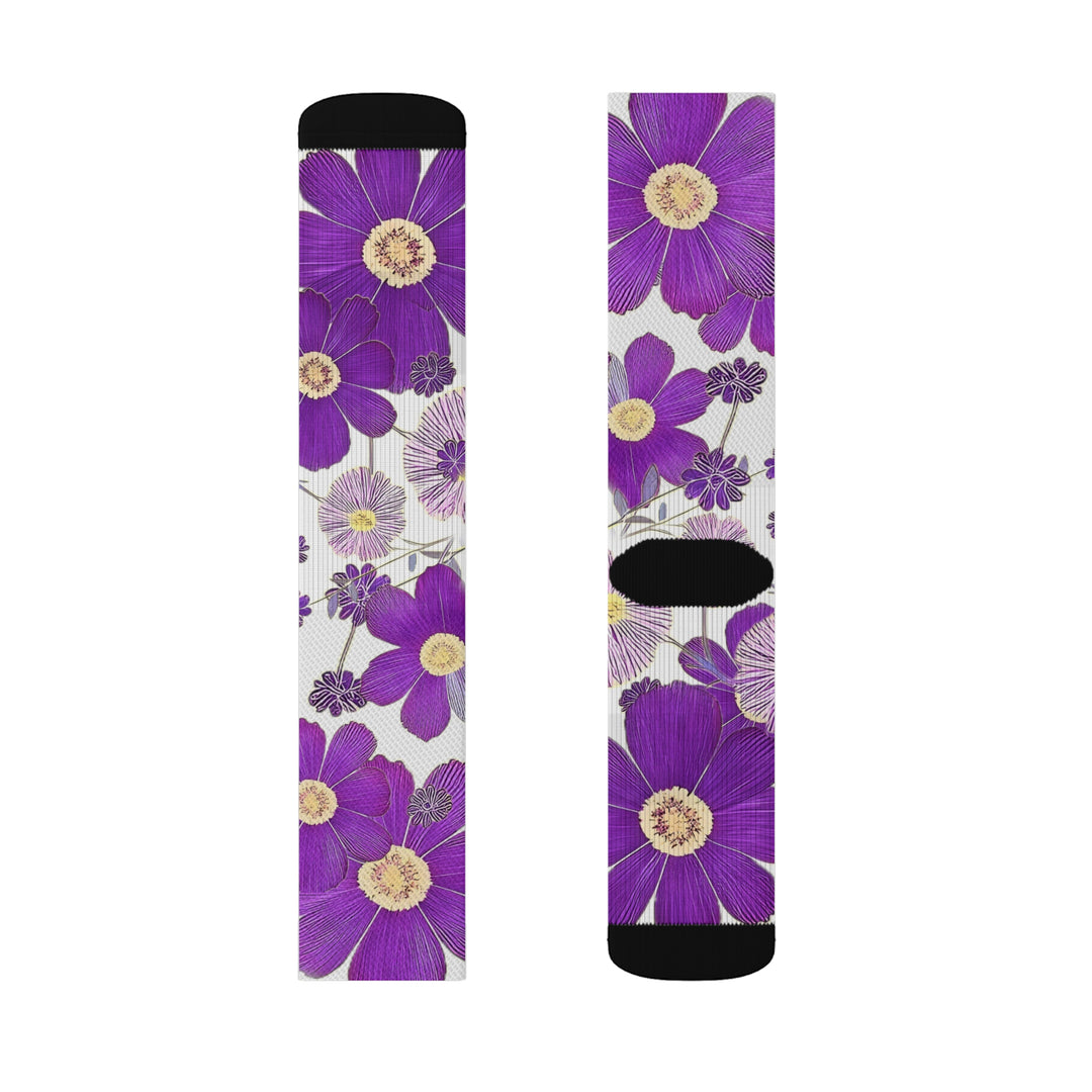 Purple Flowers Sublimation Socks