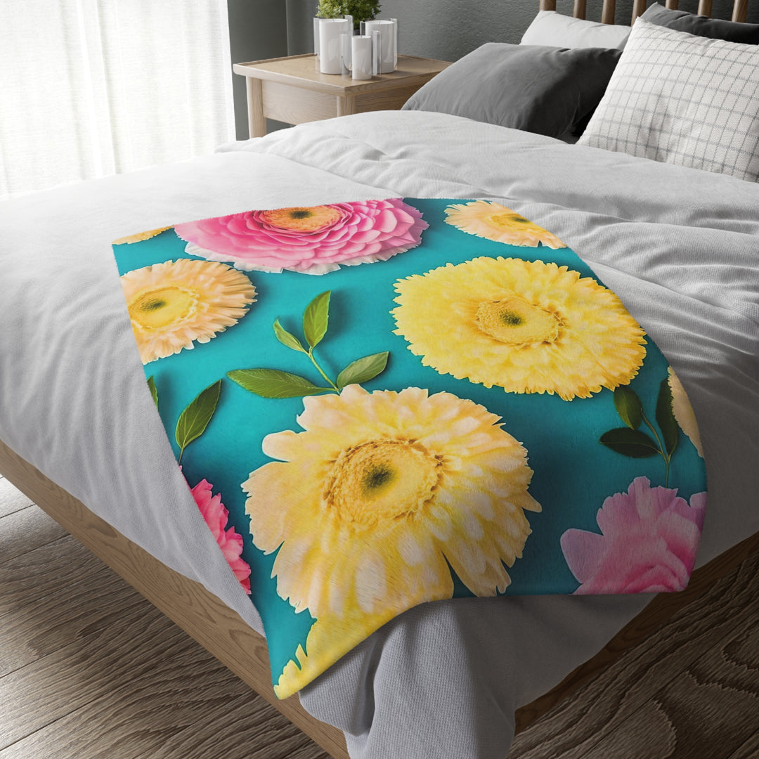 Flower Power style 2 Velveteen Minky Blanket (Two-sided print)