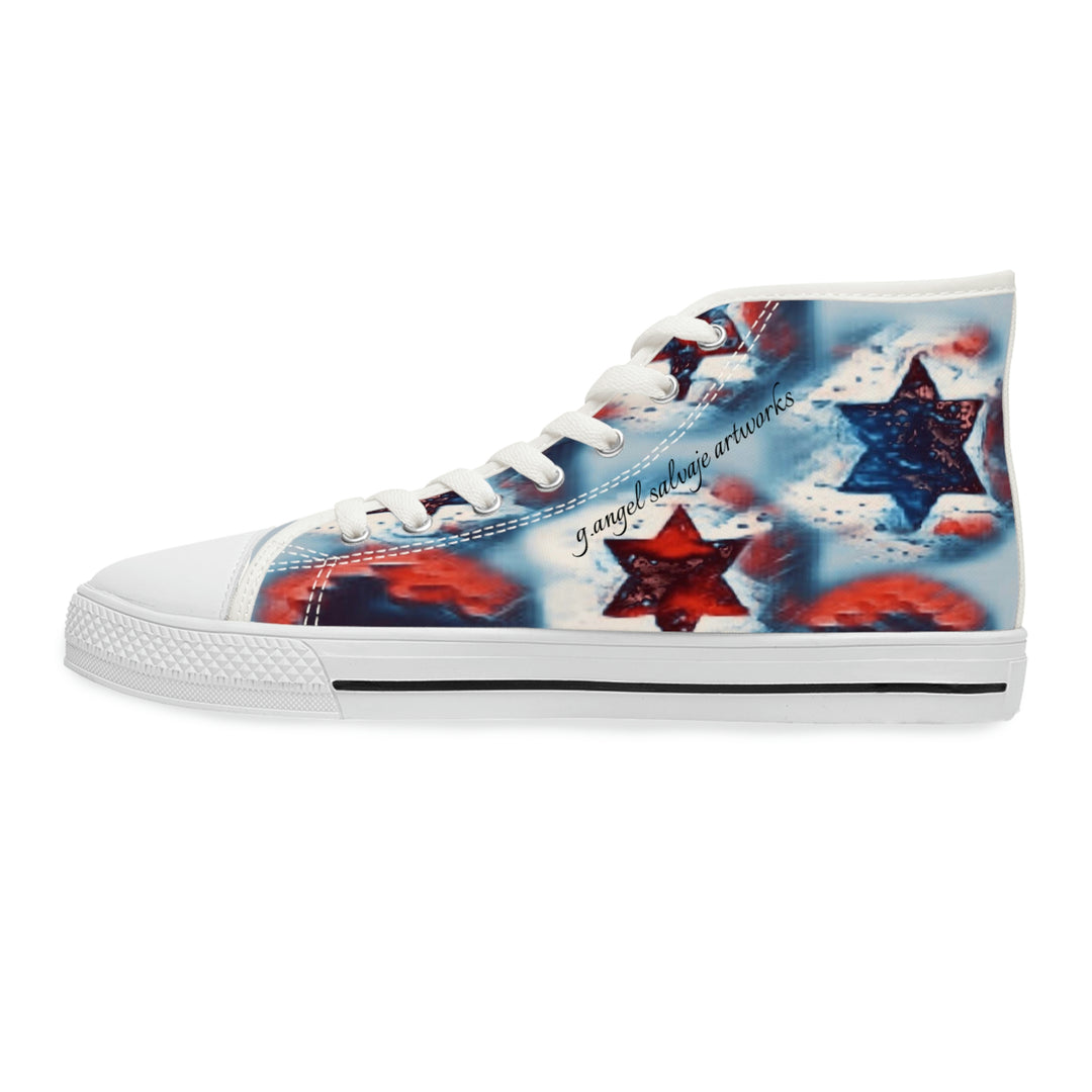 Blue with Stars Women's High Top Sneakers