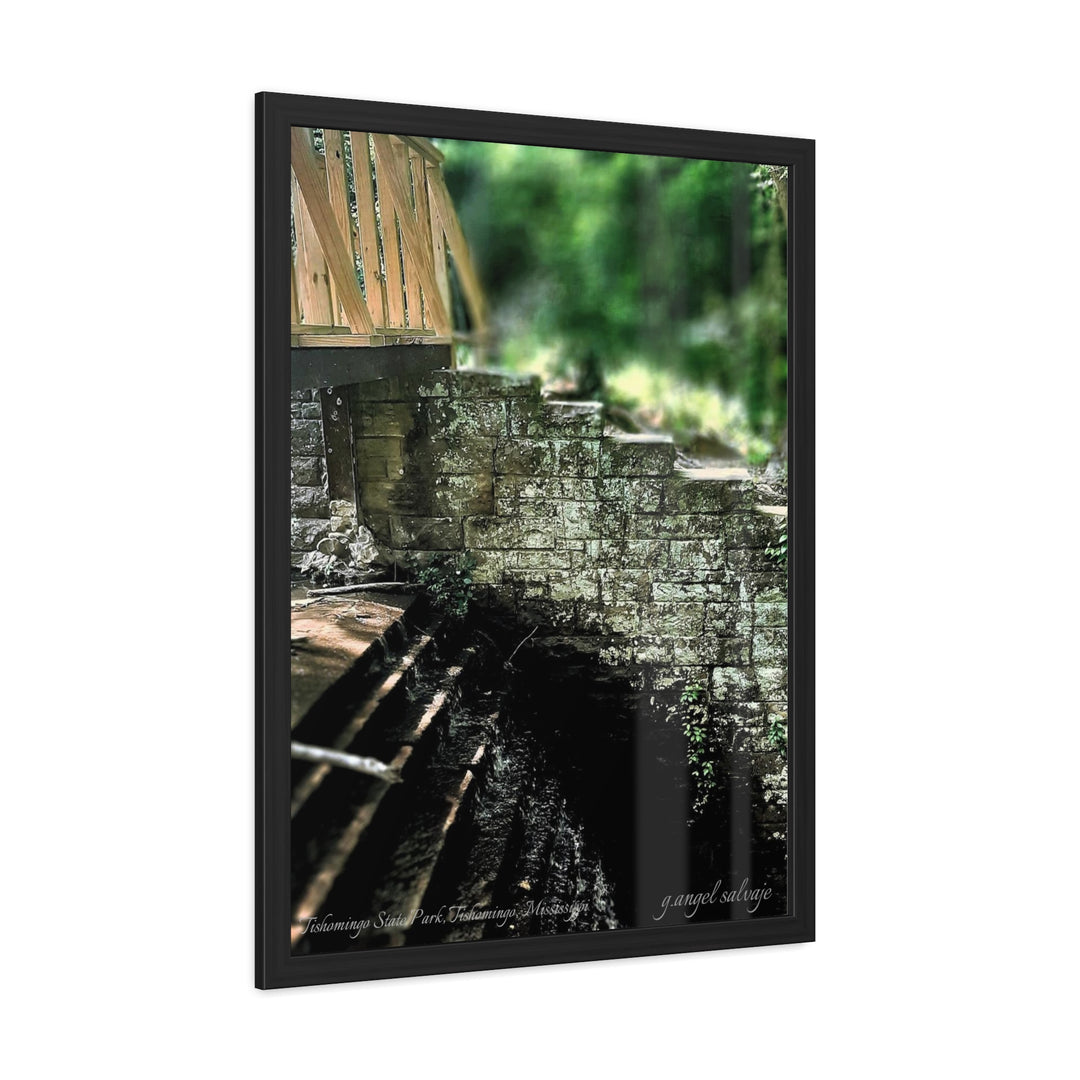 Footbridge Over Cascading Water Framed Posters