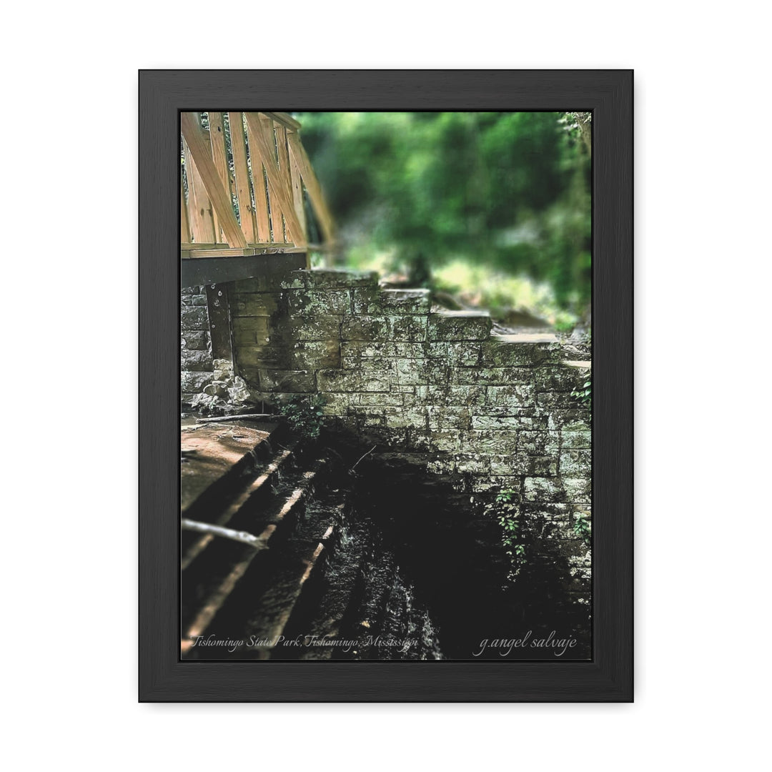 Footbridge Over Cascading Water Framed Posters
