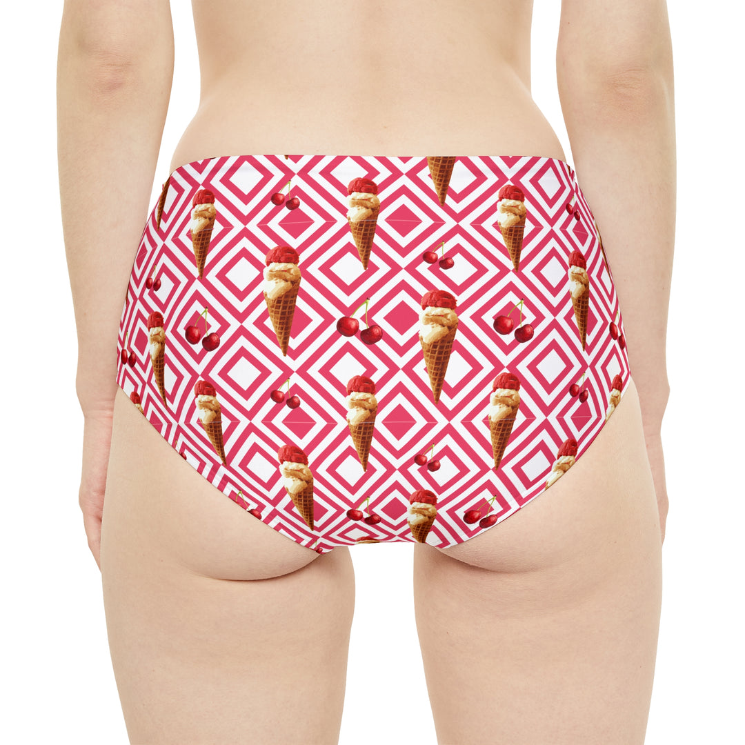 Ice cream cone High-Waist Hipster Bikini Bottom (AOP)