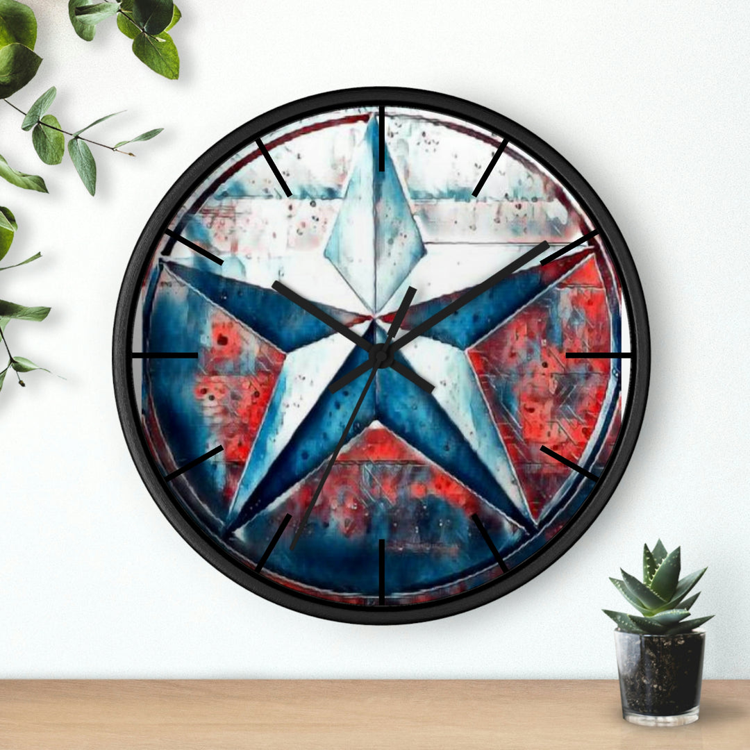 Texas star Red, White & Blue Splash Wall Clock