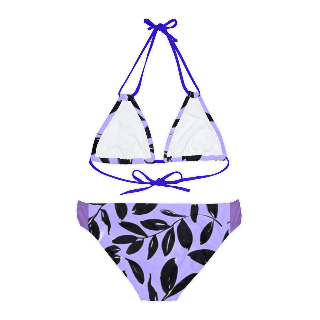 PURPLE and Black tropical Strappy Bikini Set (AOP)