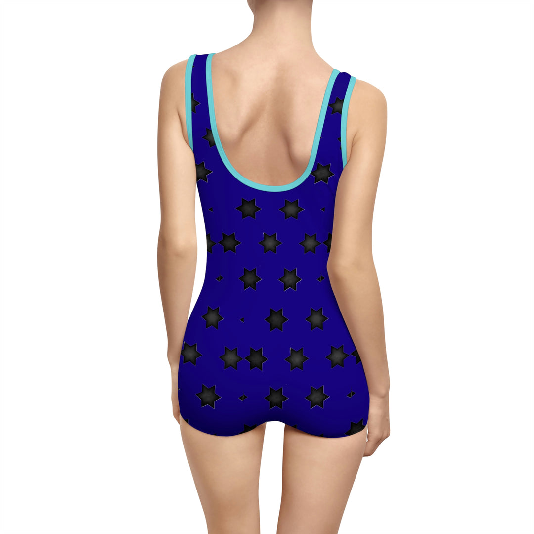Black stars Women's Vintage Swimsuit (AOP)