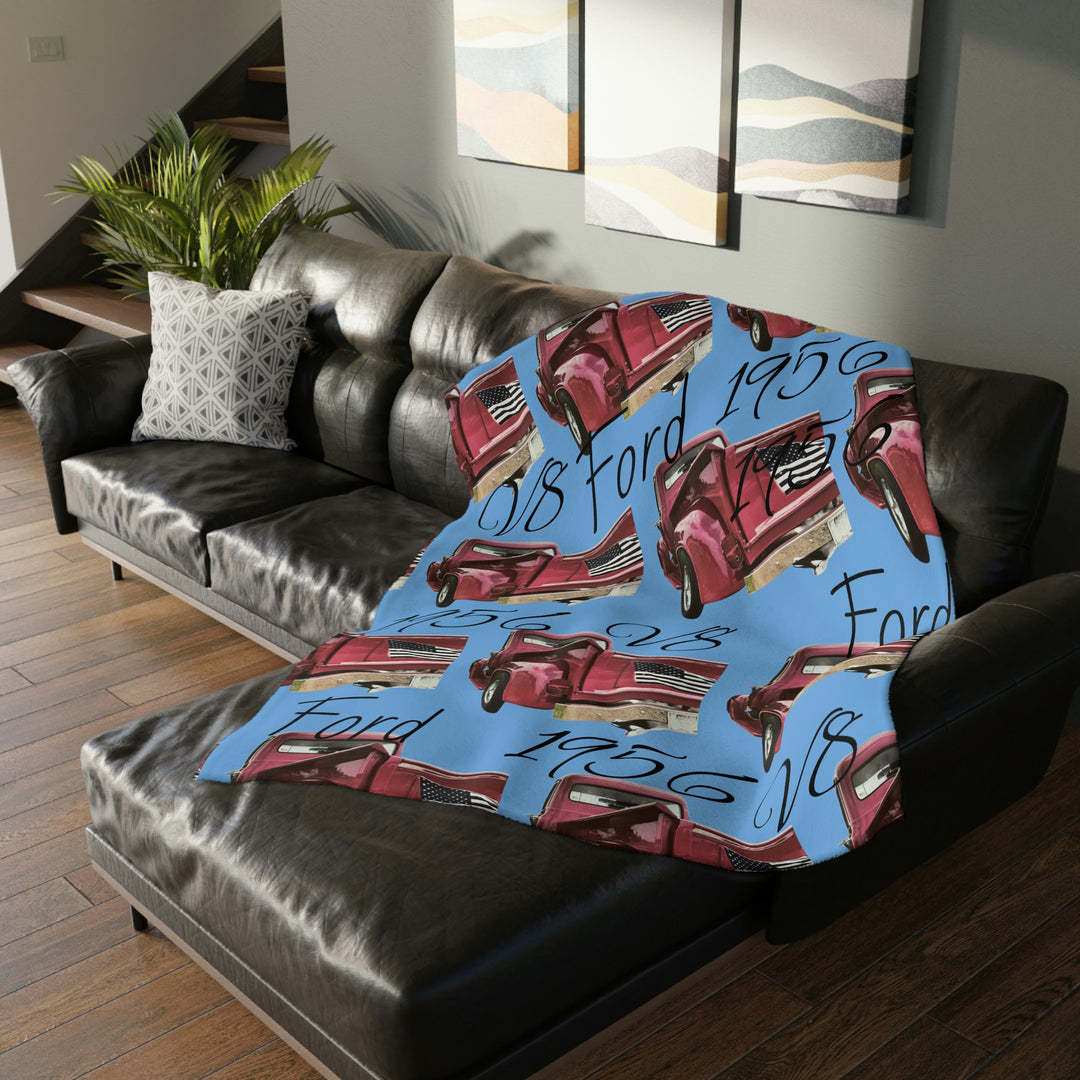 1956 Fat Bottom Ford Velveteen Minky Blanket (Two-sided print)