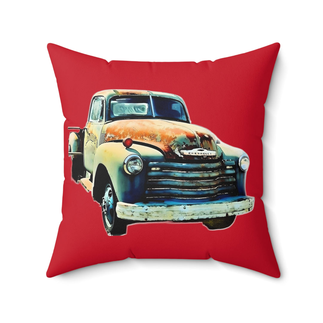 1953 Antique Truck Red Faux Suede Square Pillow