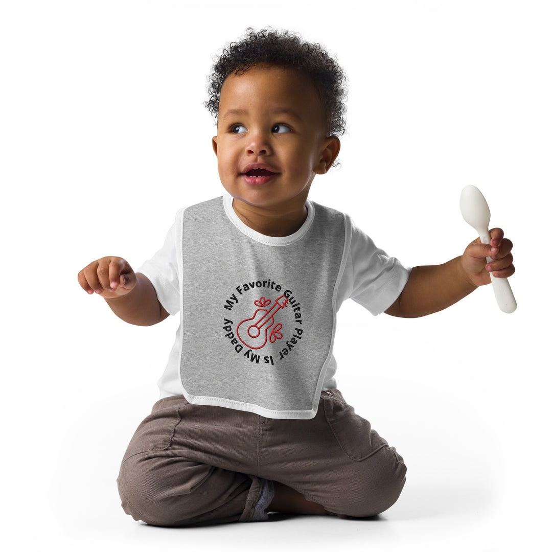 Daddy is my favorite guitar player Embroidered Baby Bib