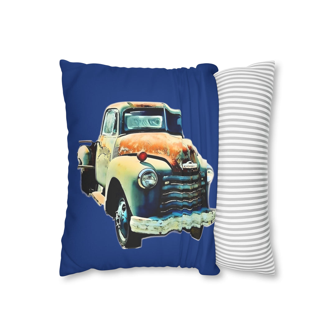1953 Antique Truck , Blue Faux Suede Square Pillow Case