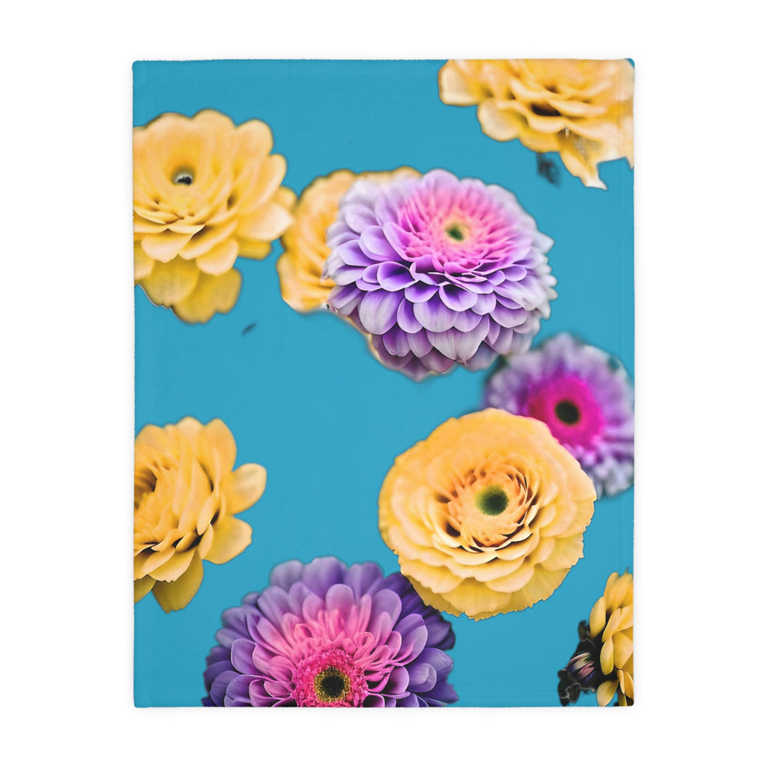 Flower Power style 3 Velveteen Minky Blanket (Two-sided print)