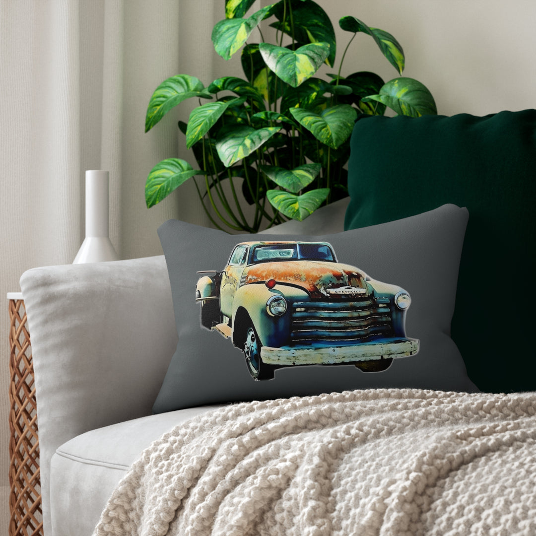 1953 Antique Truck, Dark Grey Spun Polyester Lumbar Pillow