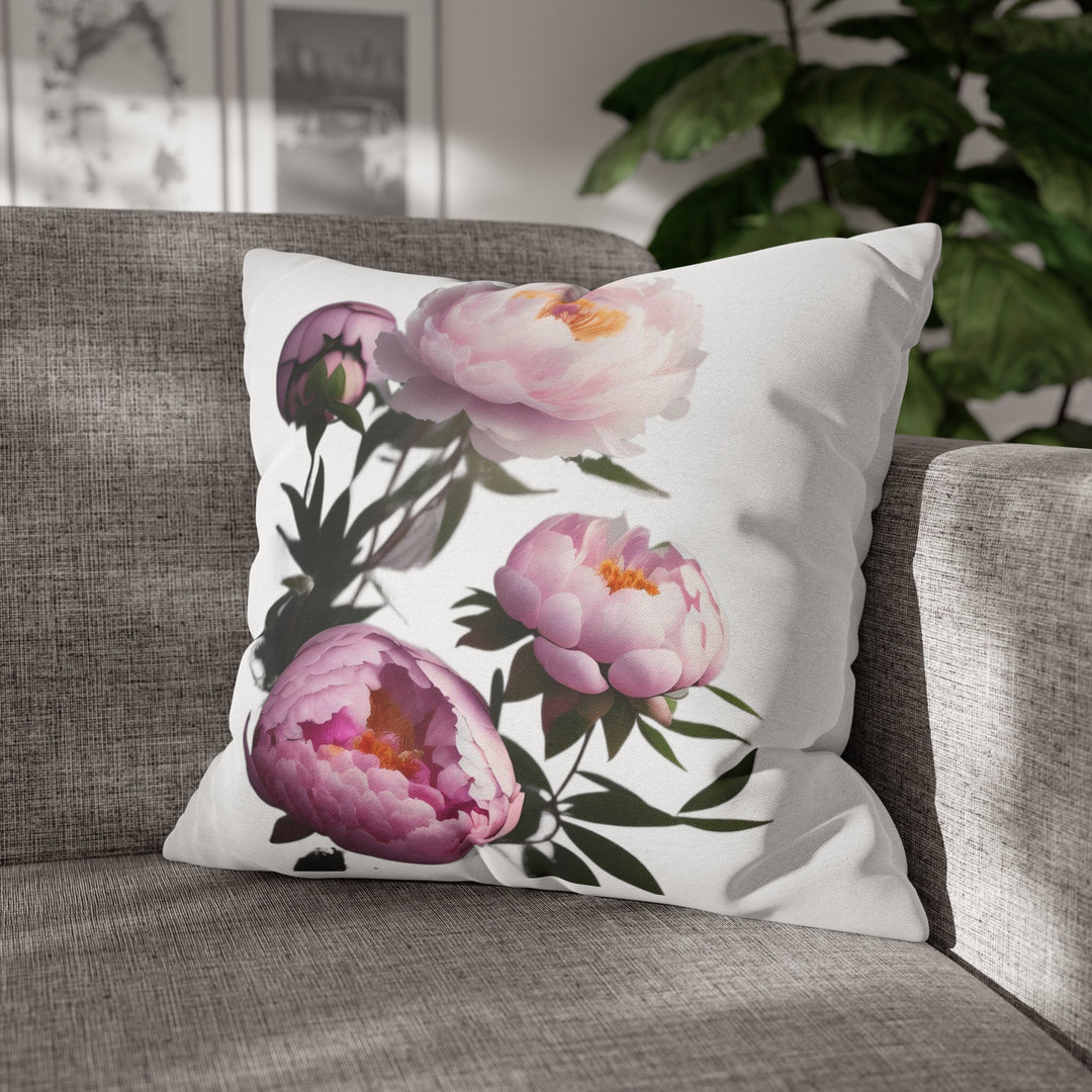 Peony Bouquet Spun Polyester Square Pillow Case